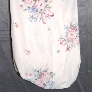 Springmaid Fitted Bed Sheet Twin Pink Floral Ribbon Vintage No Iron Percale